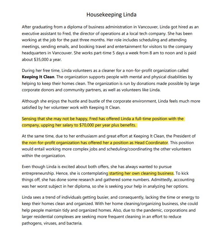 Solved Housekeeping Linda After graduating from a diploma of | Chegg.com