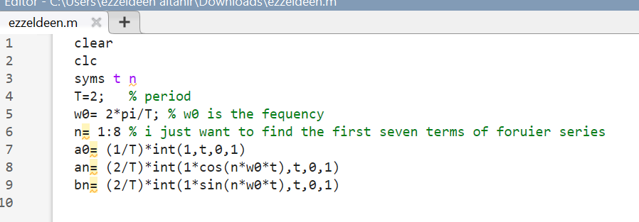 Solved hi i need help to find the forier series on matlab, | Chegg.com