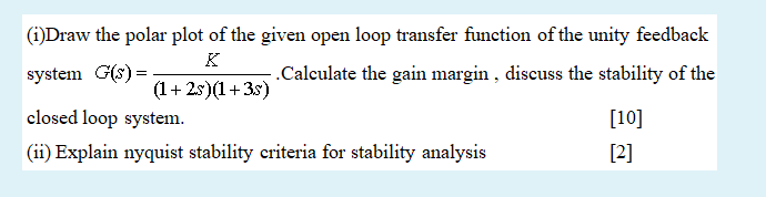 Solved (i)Draw the polar plot of the given open loop | Chegg.com