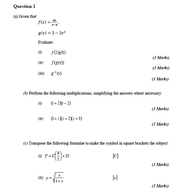 Solved Question 1 A Given That F X 4 G V 3 2v2 Ev Chegg Com