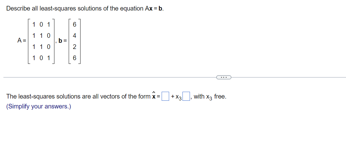 Solved Describe all least-squares solutions of the equation | Chegg.com