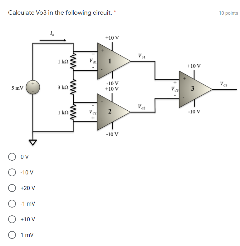 Solved Calculate Vo3 in the following circuit. * 10 points | Chegg.com