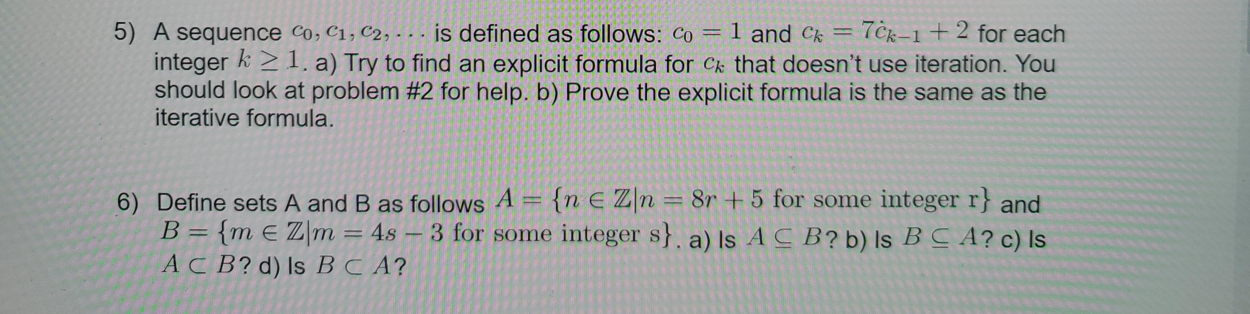 Solved A sequence c0,c1,c2,… is defined as follows: c0=1 and | Chegg.com