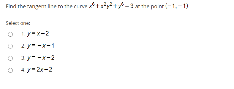 Solved Find the tangent line to the curve x + x2y2 + y = 3 | Chegg.com