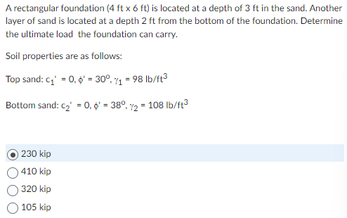 Solved A rectangular foundation ( 4ft×6ft ) is located at a | Chegg.com
