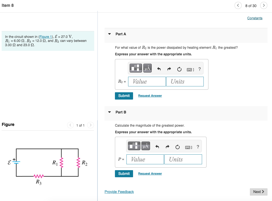 Solved Item 8 8 of 30 Constants Part A In the circuit shown | Chegg.com