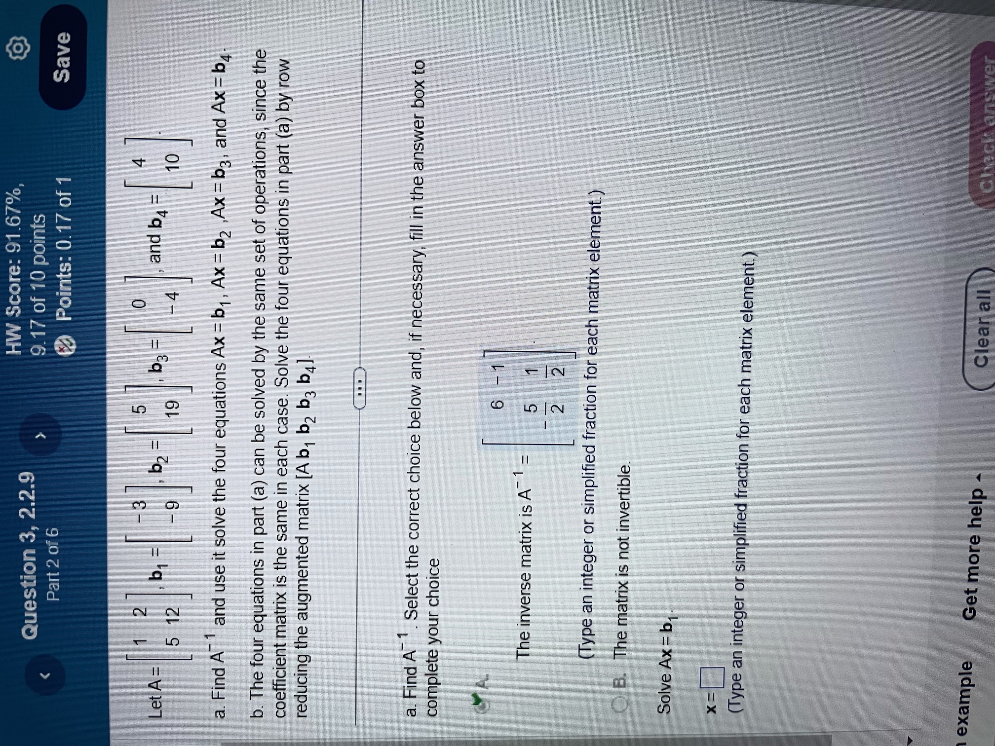 Solved Let A=[15212],b1=[−3−9],b2=[519],b3=[0−4], And | Chegg.com