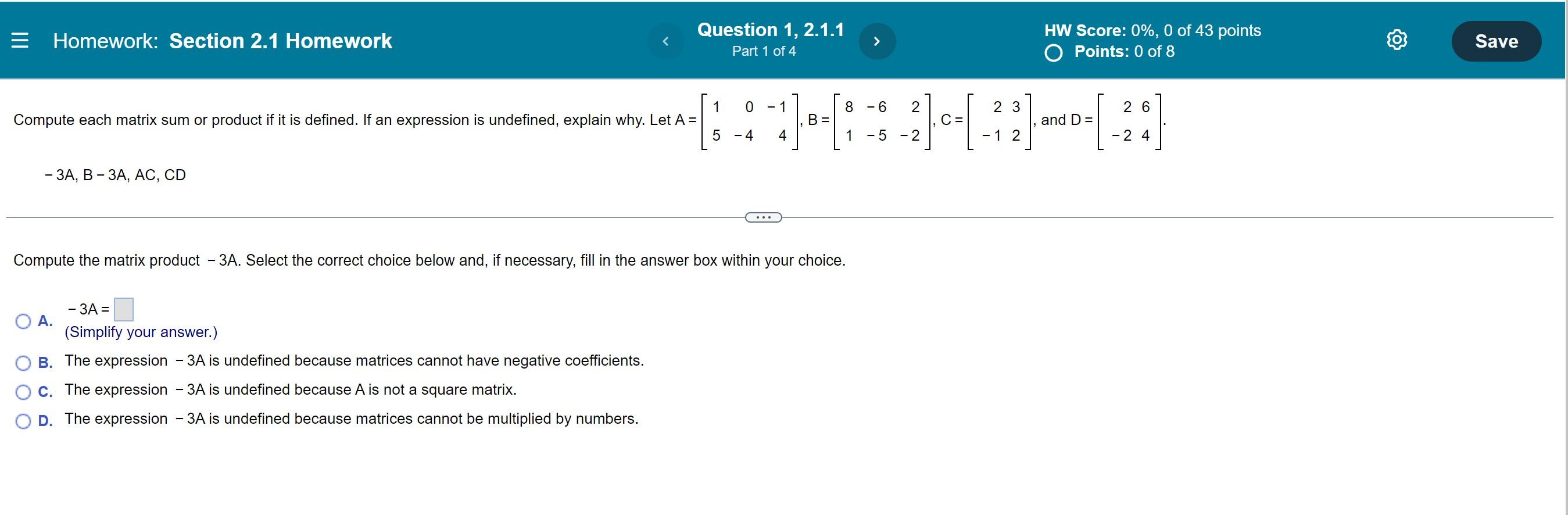 Solved Homework: Section 2.1 Homework - 3A, B-3A, AC, CD | Chegg.com