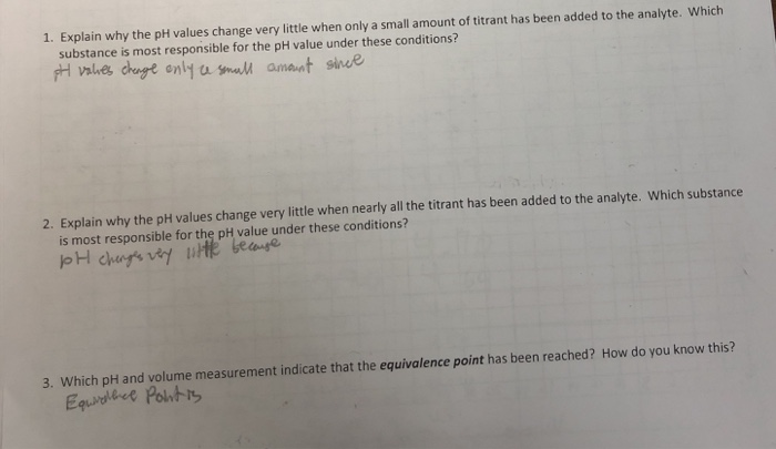 Solved 1. Explain why the pH values change very little when | Chegg.com
