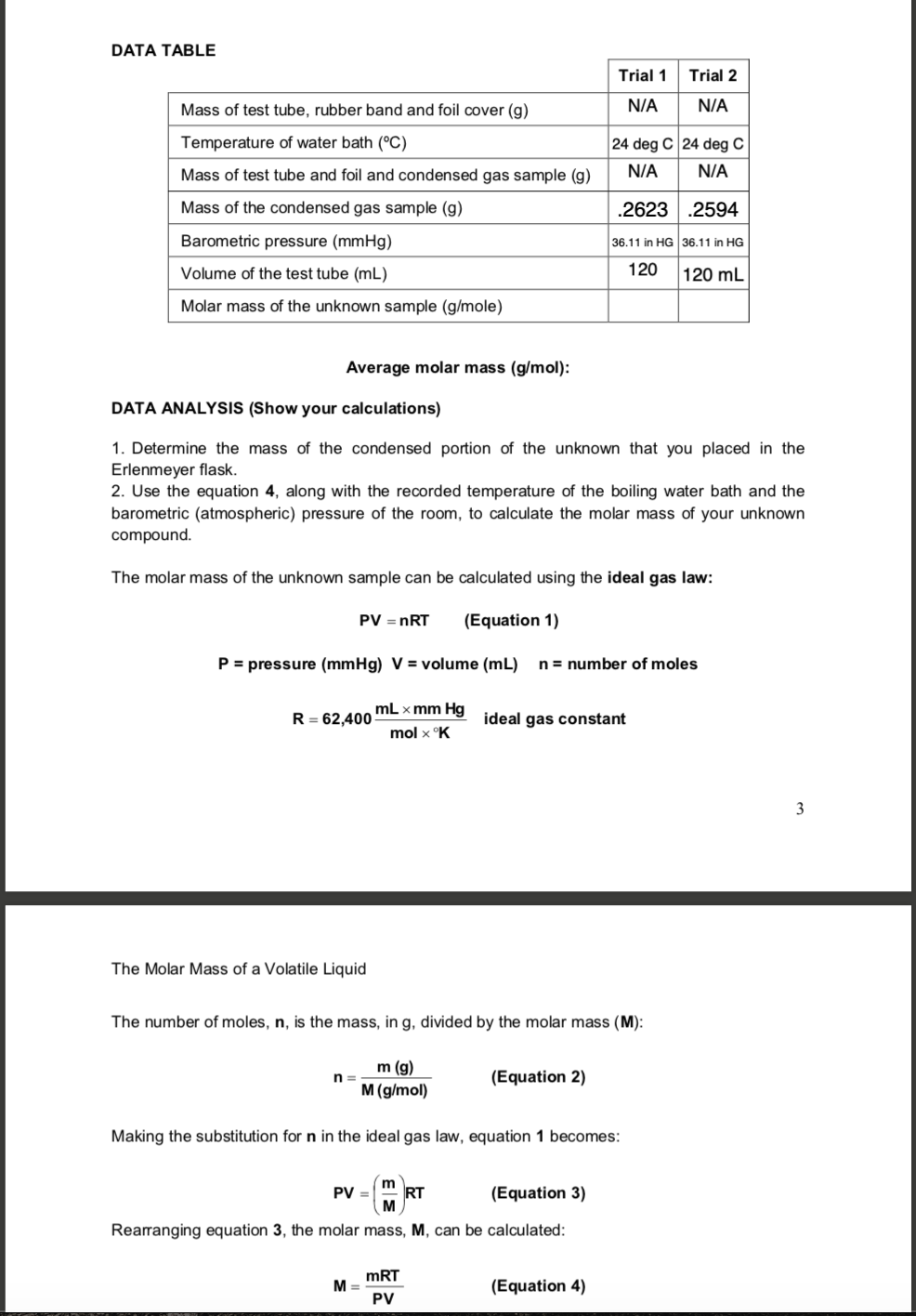 Solved DATA TABLE Trial 2 Trial 1 N/A N/A 24 deg C 24 deg C | Chegg.com