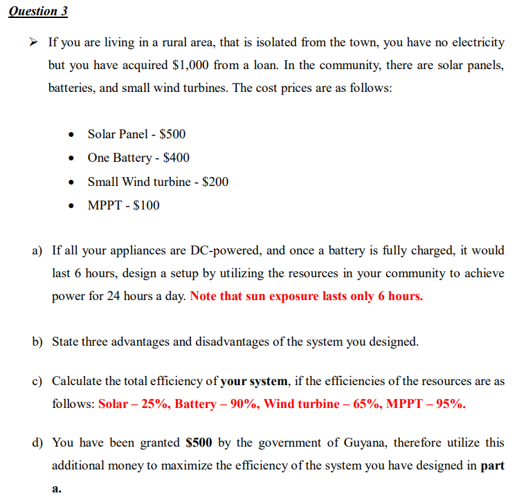 Solved Ouestion 3If you are living in a rural area, that is | Chegg.com