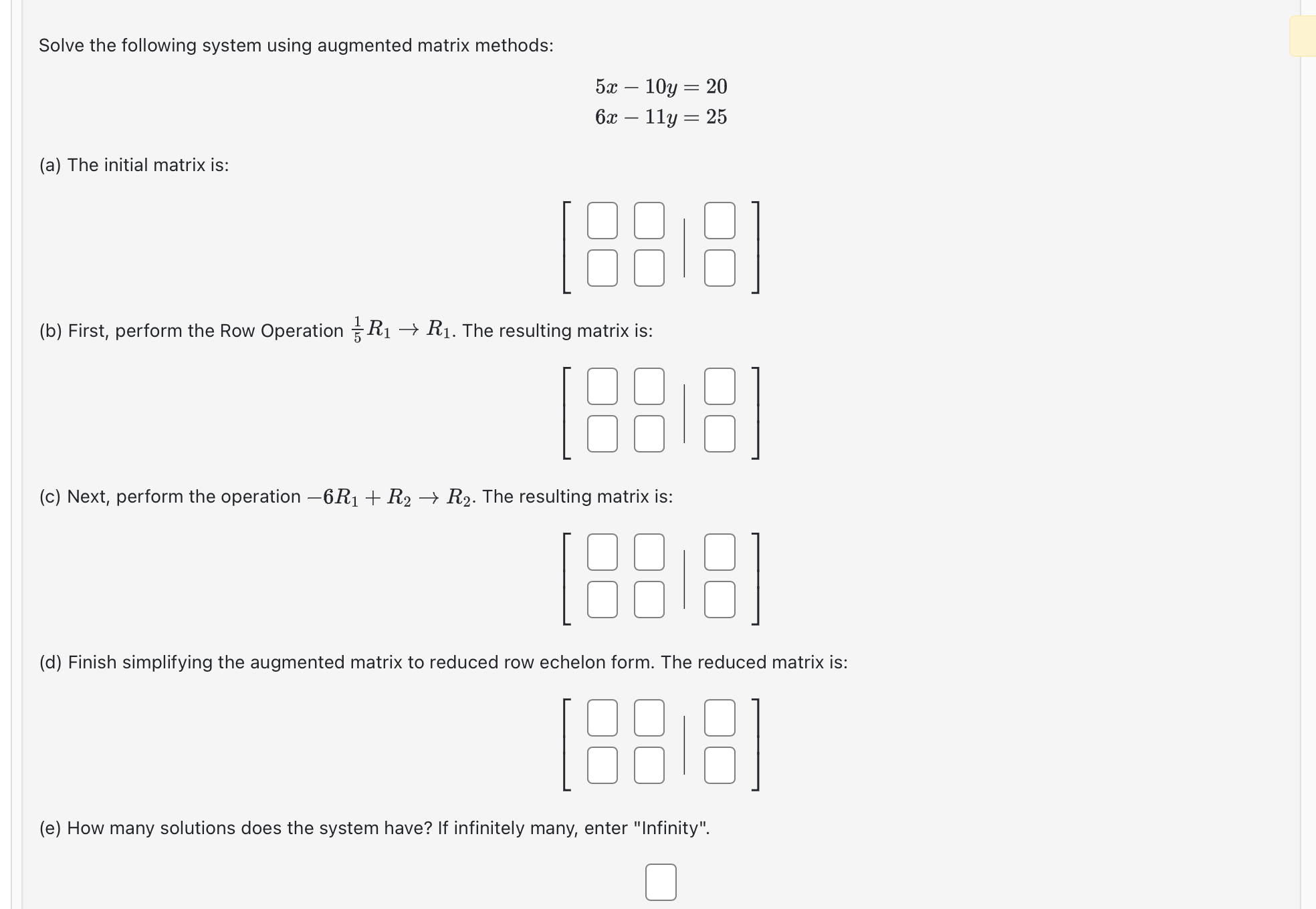 Solved Solve The Following System Using Augmented Matrix