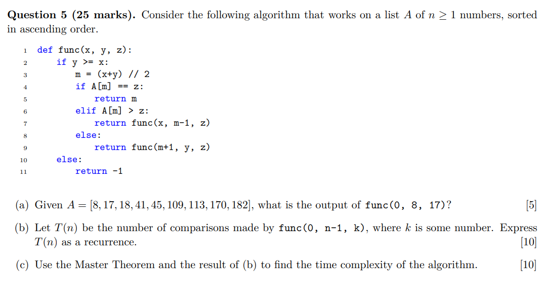 Solved Question 5 (25 marks). Consider the following | Chegg.com