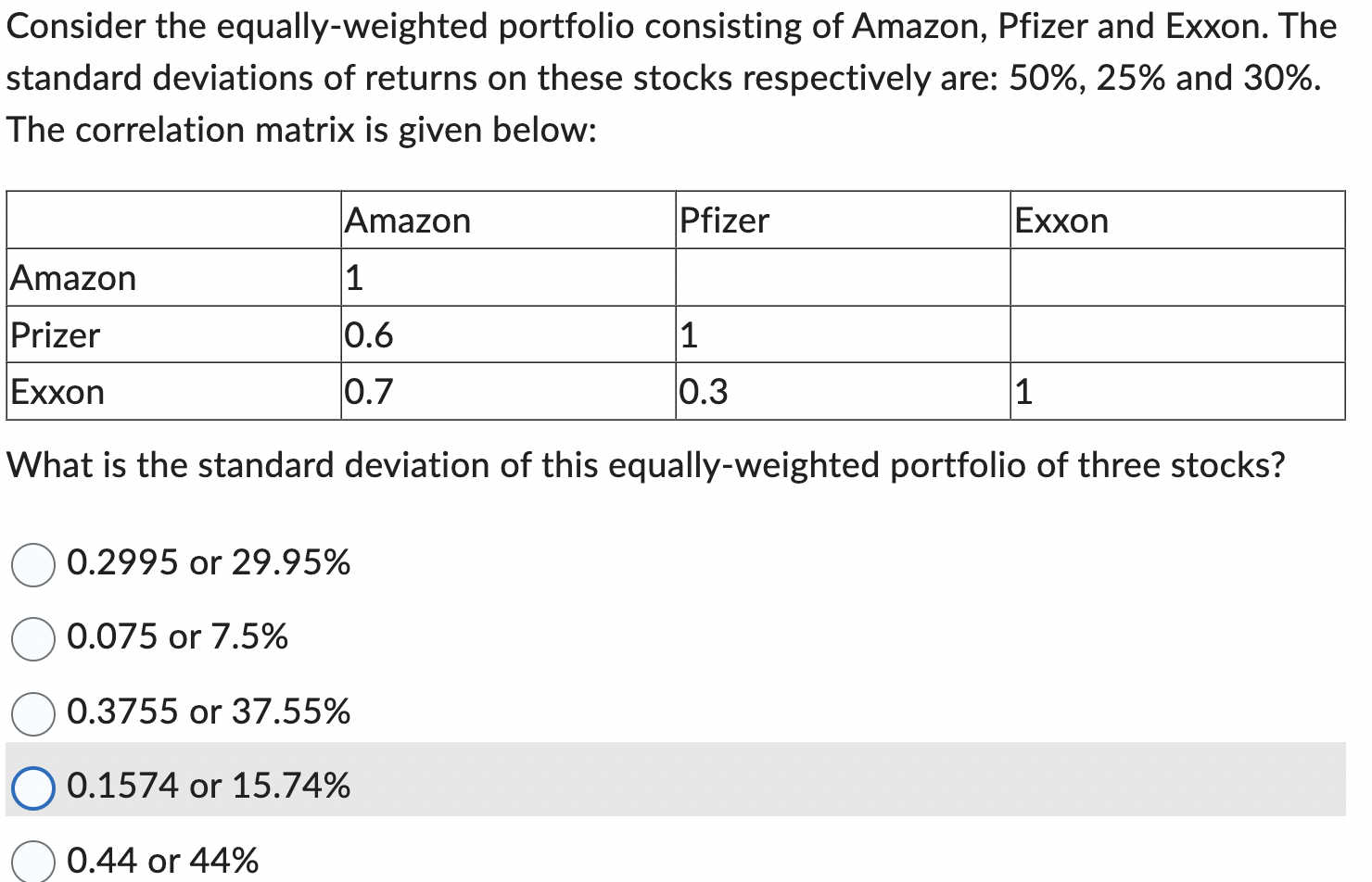 Solved Consider The Equally-weighted Portfolio Consisting Of | Chegg.com