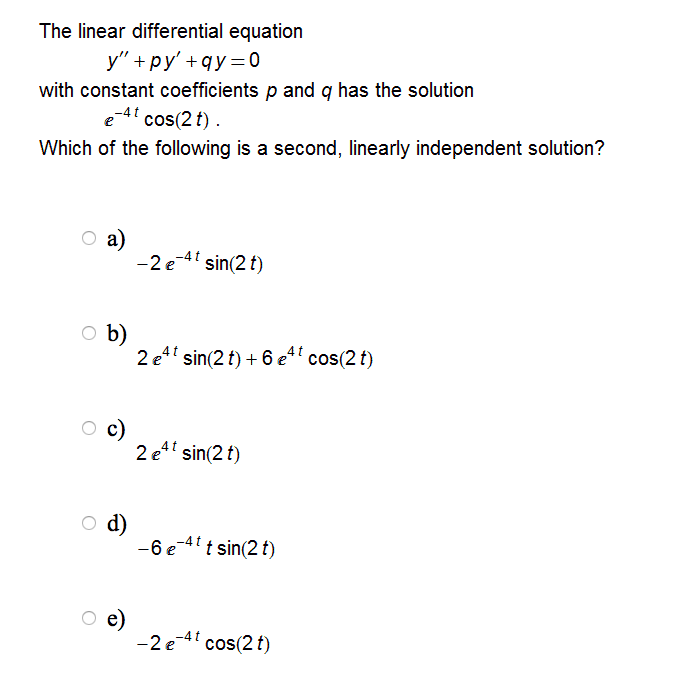 Solved The linear differential equation with constant | Chegg.com