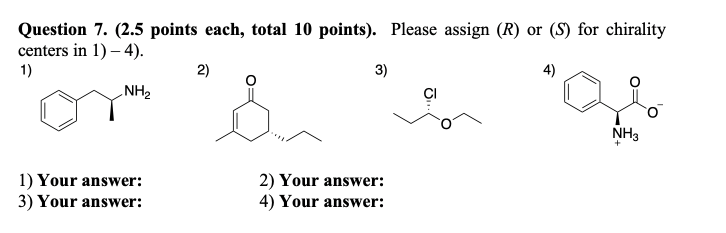 Solved Question 7. (2.5 points each, total 10 points). | Chegg.com
