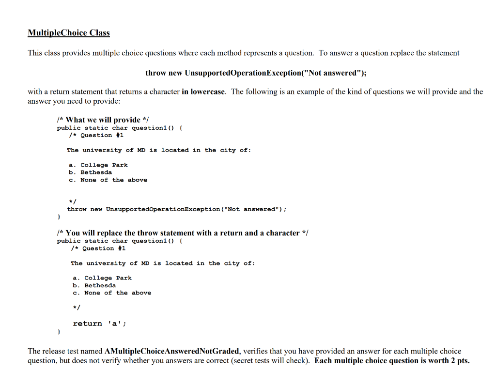 Solved Multiple Choice Class This class provides multiple | Chegg.com