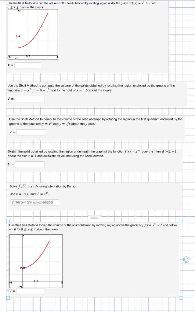 Solved Use the Shell Method to find the volume of the solid | Chegg.com