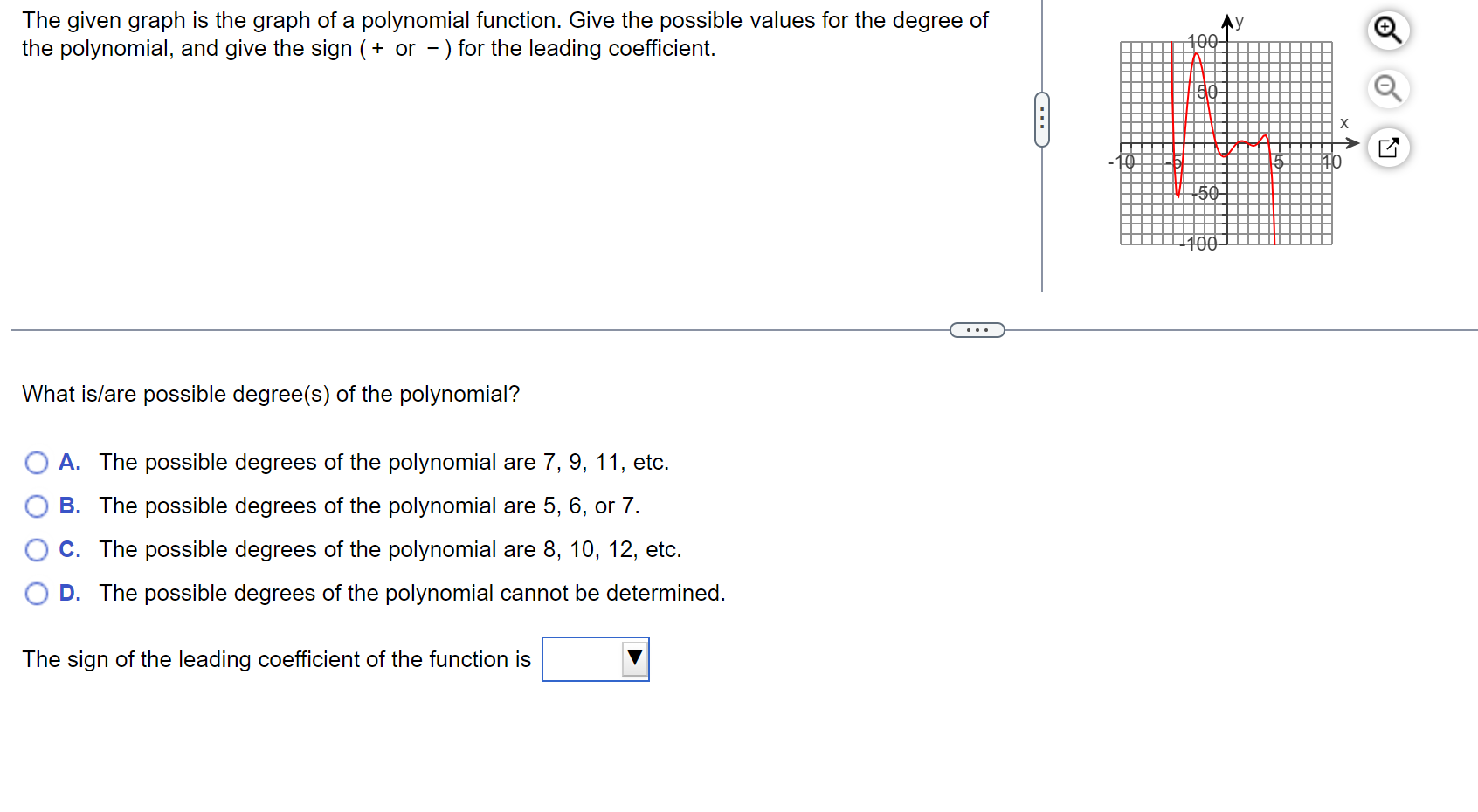 find the degree of polynomial by considering given graph