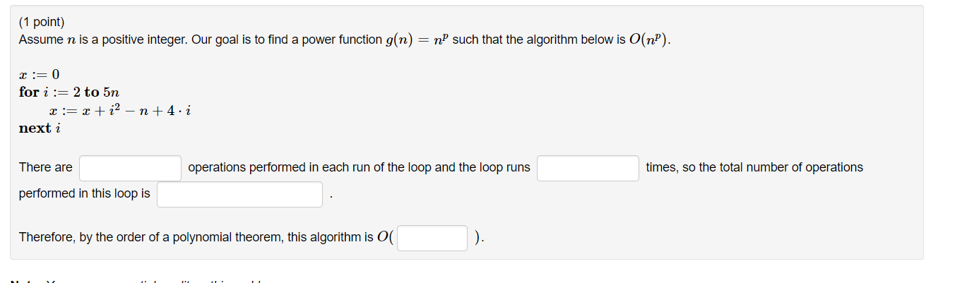 Solved Assume n is a positive integer. Our goal is to find a | Chegg.com
