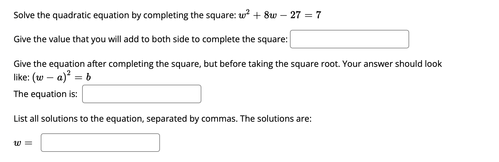 Solved Solve the quadratic equation by completing the | Chegg.com