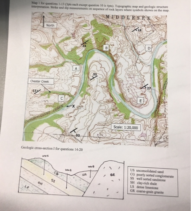 Map I for questions 1-13 (3pts each except question | Chegg.com