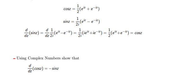 Solved 2 sınz =- 2i d 1 dz 2i Using Complex Numbers show | Chegg.com