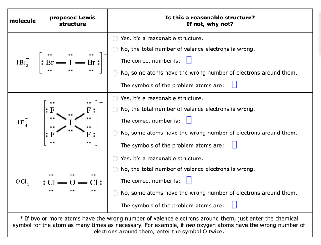 Solved molecule proposed Lewis structure Is this a | Chegg.com