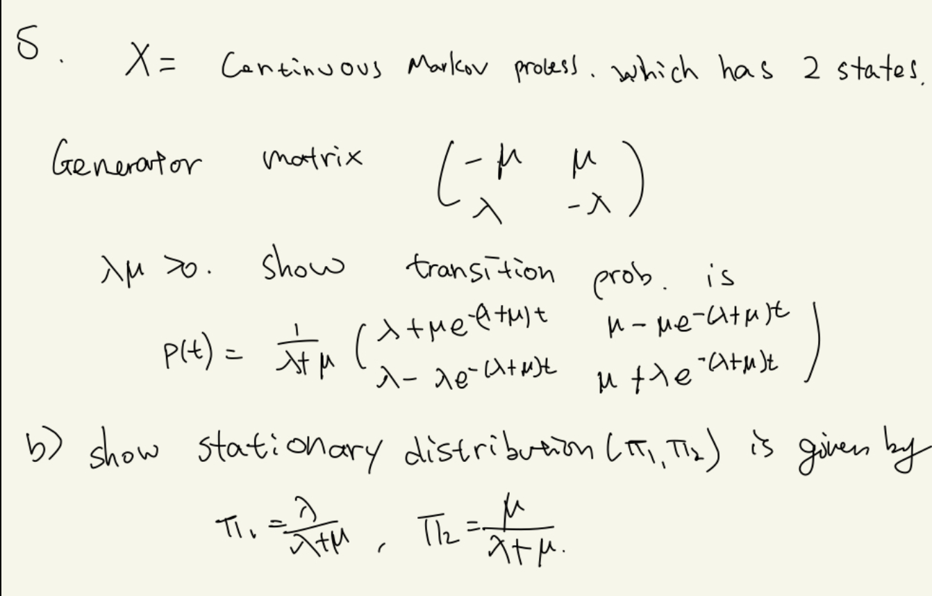 Solved s. X= Continuous Markov process, which has a states, | Chegg.com