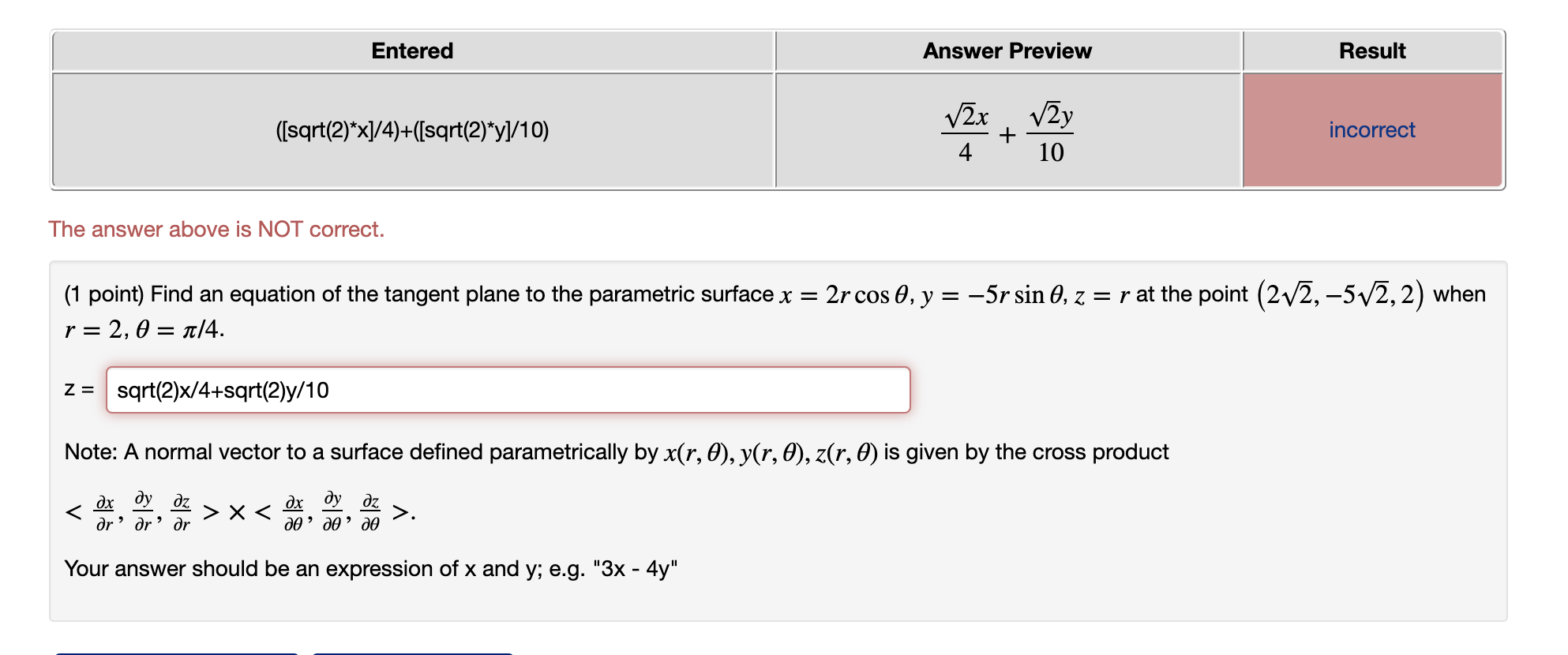 Solved Entered Answer Preview Result | Chegg.com