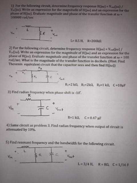 Solved 1) For The Following Circuit, Determine Frequency | Chegg.com