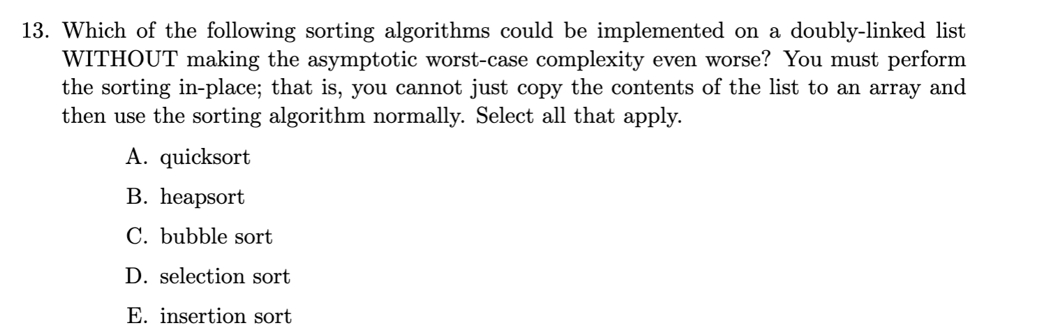 sorting doubly linked list worst case