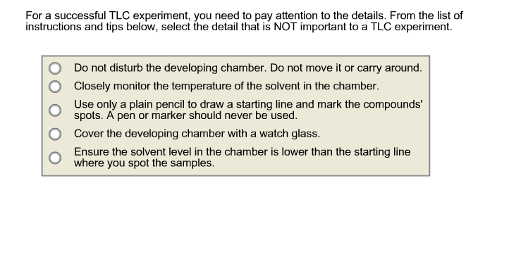 Solved For a successful TLC experiment, you need to pay | Chegg.com