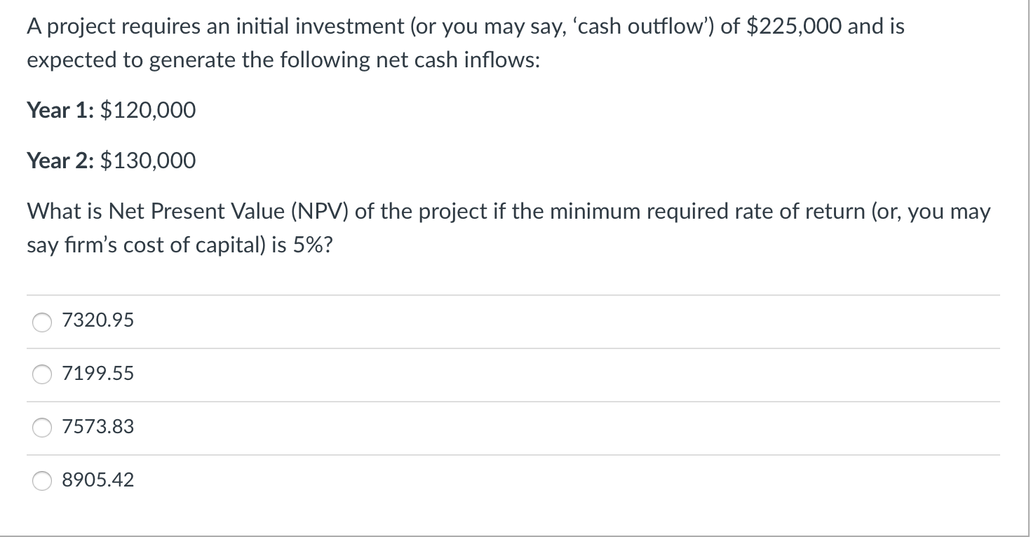 Solved A project requires an initial investment (or you may | Chegg.com