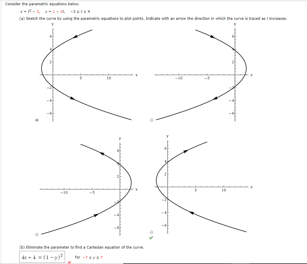 Solved Consider the parametric equations below. x = 2 - 2, y | Chegg.com