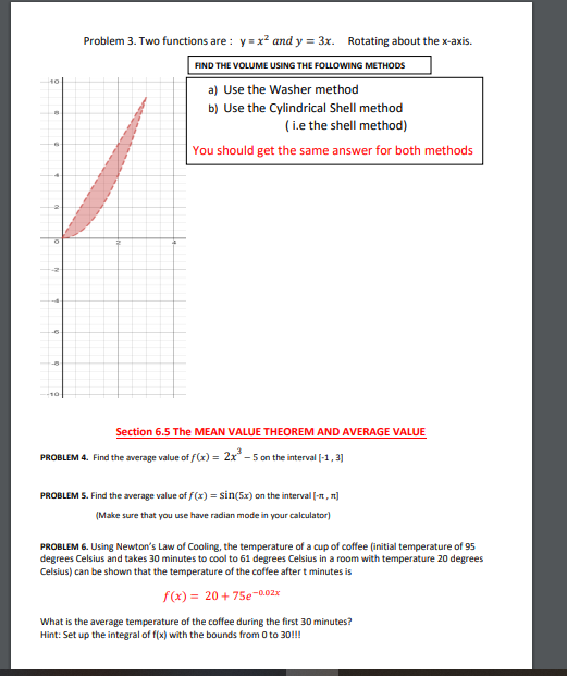 Disc Washer Method Problem Example Solved FOR PROBLEMS 1 and 2. PLEASE USE THE DISK, WASHER | Chegg.com