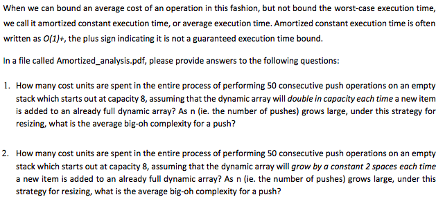 Consider the push() operation for a stack ADT using a | Chegg.com