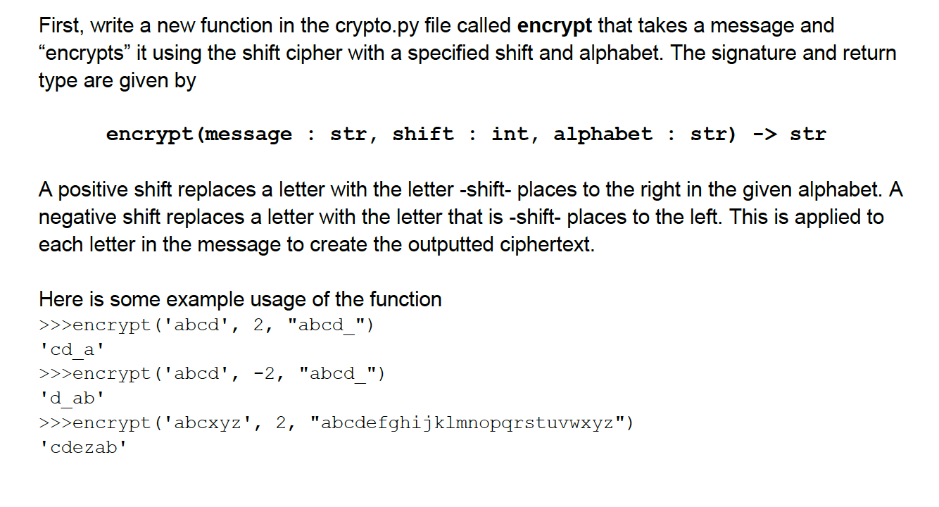 Solved First, write a new function in the crypto.py file | Chegg.com