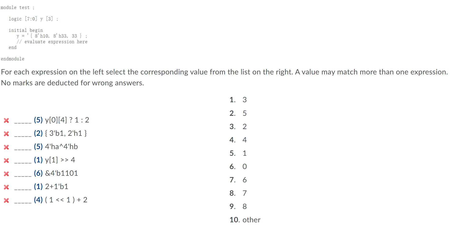 Solved module test ; logic (7:0) y [3] ; initial begin y = | Chegg.com