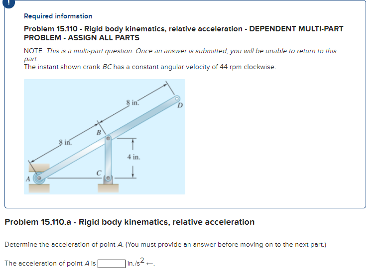 Solved Required Information Problem 15 110 Rigid Body Chegg