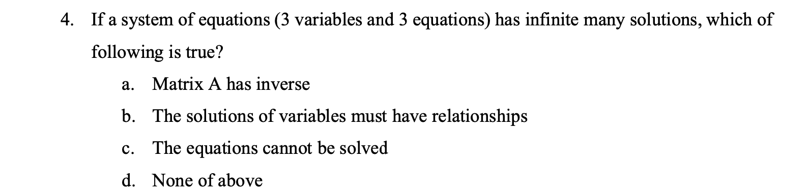system of equations 3 variables infinite solutions