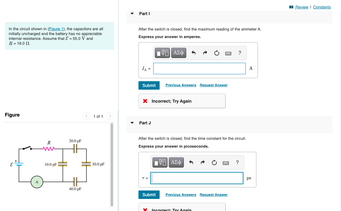 Solved Review | Constants v Part A In the circuit shown in | Chegg.com