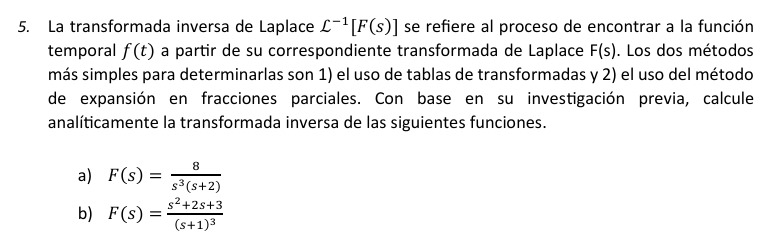 Solved La transformada inversa de Laplace L-1[F(s)] ﻿se | Chegg.com