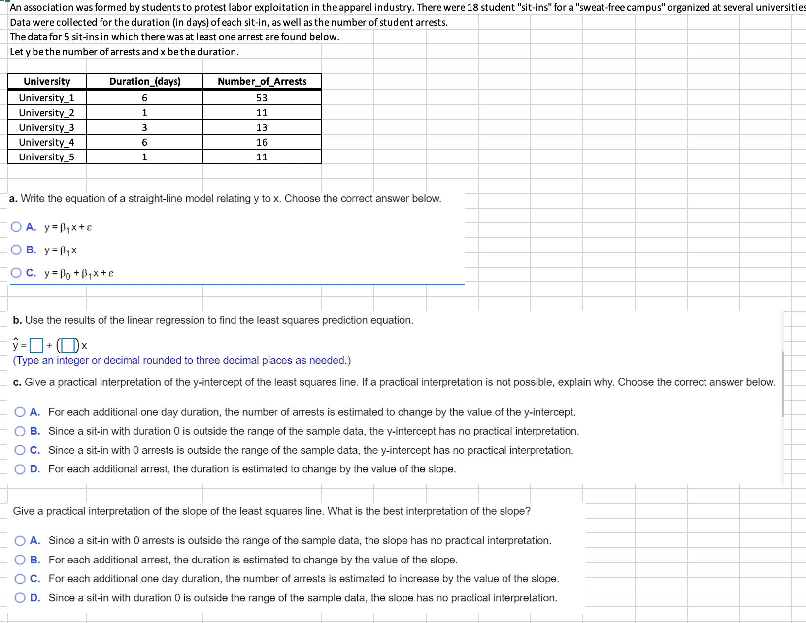 Solved B. Use The Results Of The Linear Regression To Find | Chegg.com