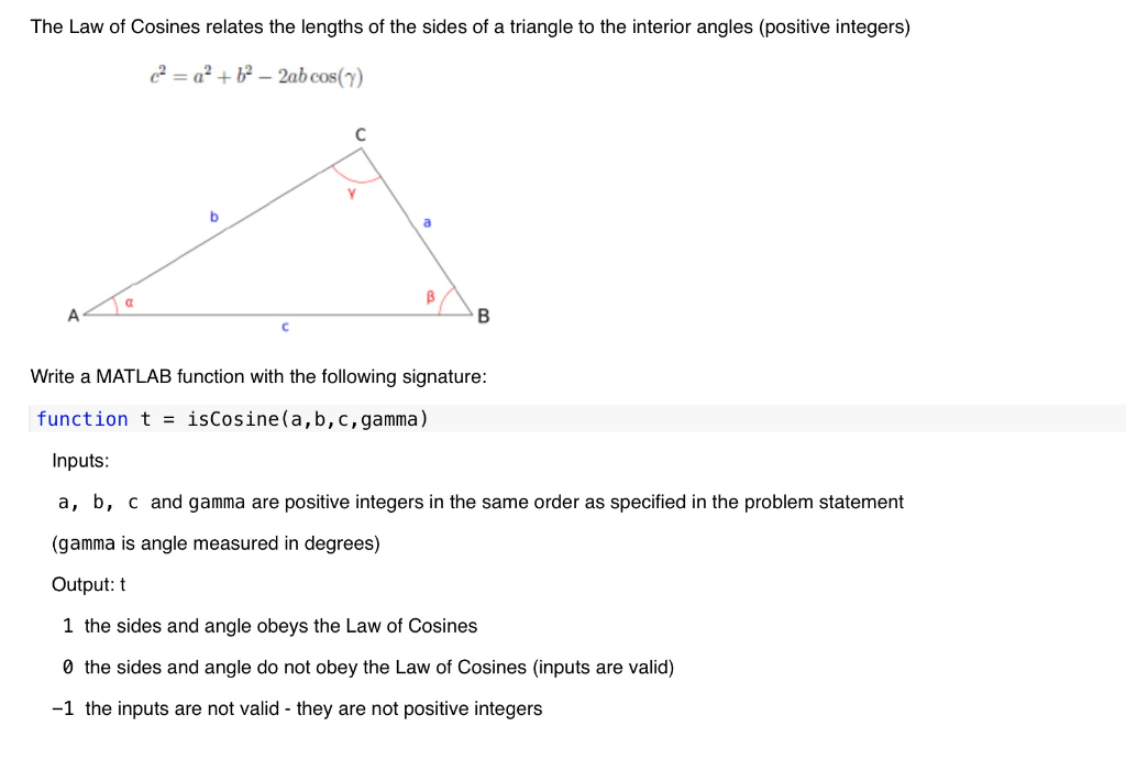 Solved The Law Of Cosines Relates The Lengths Of The Side