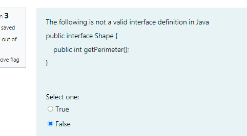 Solved 3 3 The following is not a valid interface definition | Chegg.com