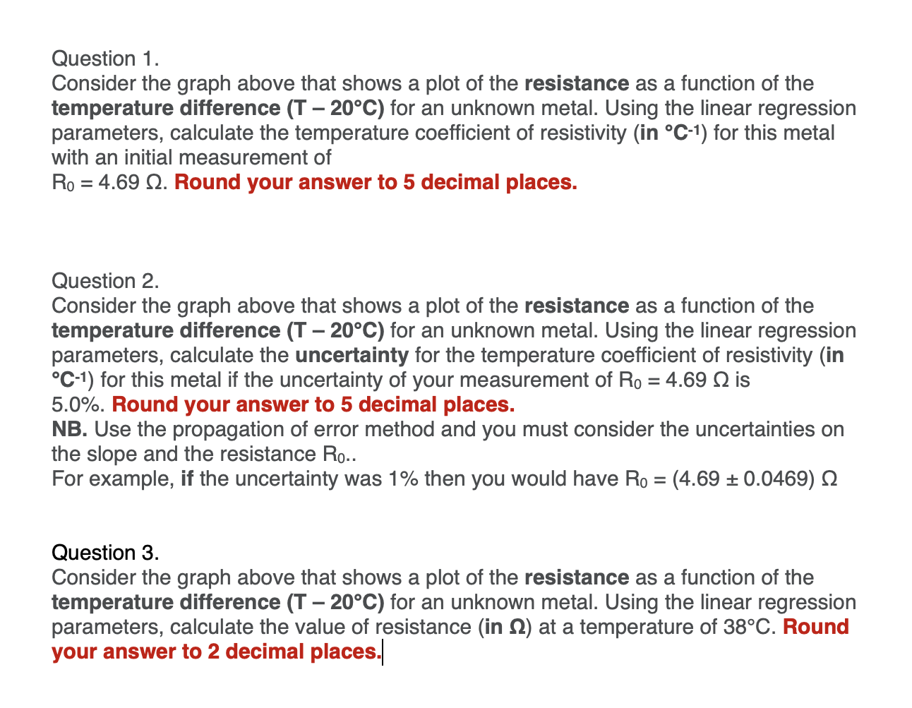 Solved Resistance as a function of temperature difference | Chegg.com