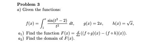 Solved Problem 3 a ) Given the functions: | Chegg.com