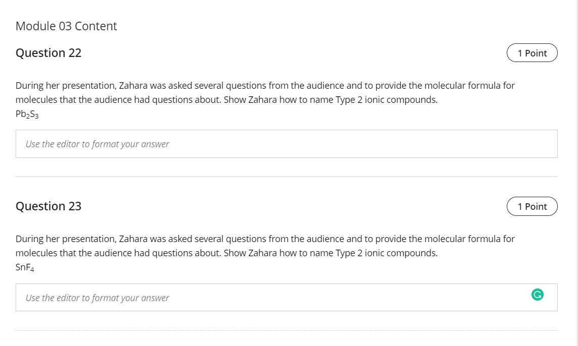 Solved Module 03 Content Question 22 1 Point During her