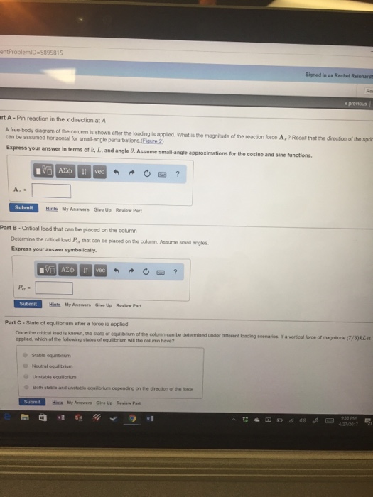 Solved tem 8 Learnin To determine the critical load for a | Chegg.com